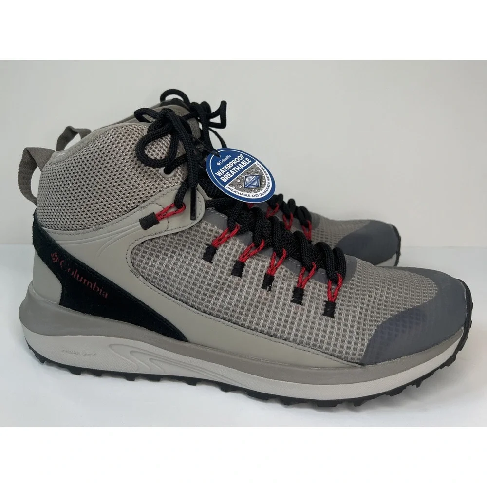 Columbia Men's Trailstorm Mid Waterproof Shoe in Gray & Red Size 11 BM0155-005